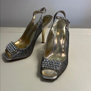 Forever 21 Glittering Silver Slingback Heels